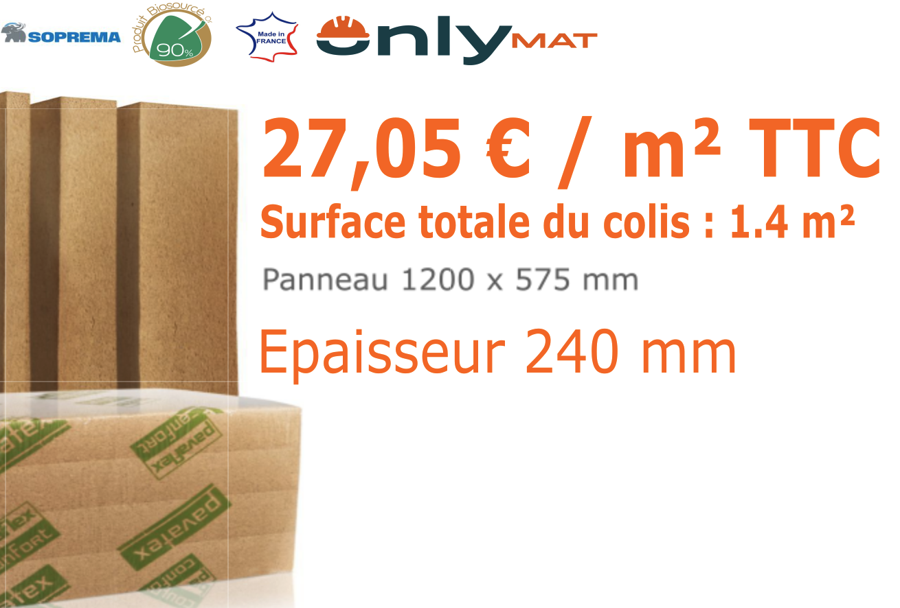 Panneau Laine de Bois Pavaflex Confort 36 – 240 mm – Isolation Thermique