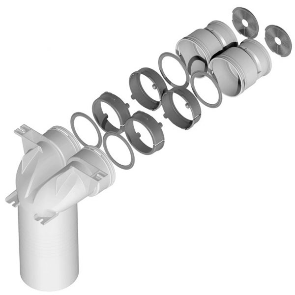 Adap coudé dble PEHD ø90 bch