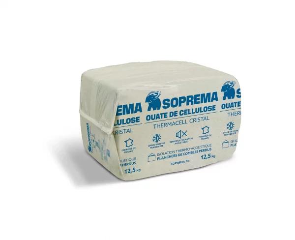 Ouate de cellulose Univercell Cristal Soprema - isolation thermo-acoustique planchers combles perdus - 12,5 KG