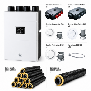 Kit VMC Double Flux NETI Vortice + Gaines & Bouches – Prêt à Poser | 4, 6 ou 8 Piquages