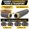 4 gaines isolées livrées compressées pour le transport, 6 m chacune après déploiement