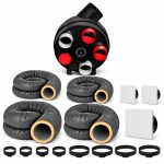 Kit VMC simple flux autoréglable Vortice PENTA KVAPE5D avec 4 gaines isolées ONLYDUCT, 3 bouches design plates et 8 colliers
