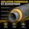 Coupe de la gaine isolée ONLYDUCT : revêtement extérieur PE, laine de verre 25 mm, conduit intérieur PVC et spirale acier